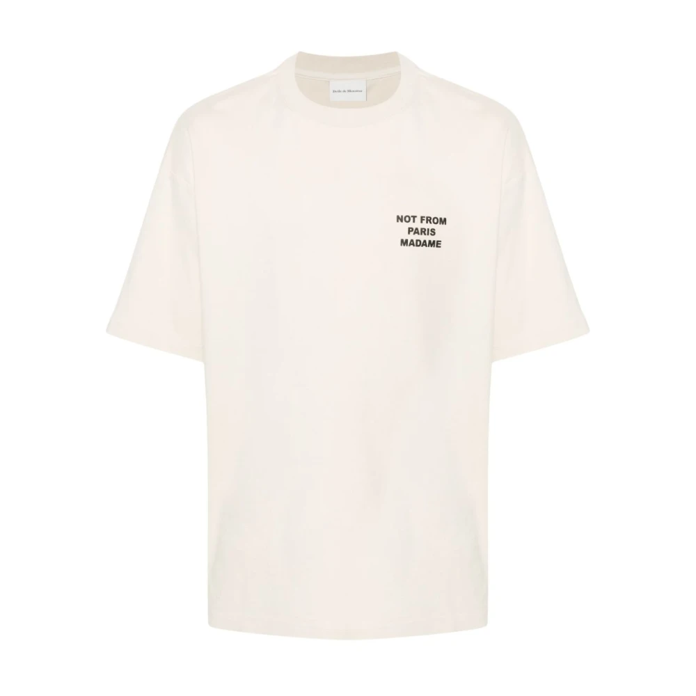 Drole de Monsieur Logo Katoenen T-shirt Beige Heren