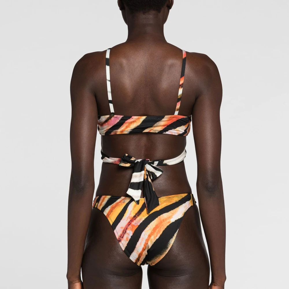 Roberto Cavalli Zebra Wrap Bikini Top V-hals Multicolor Dames