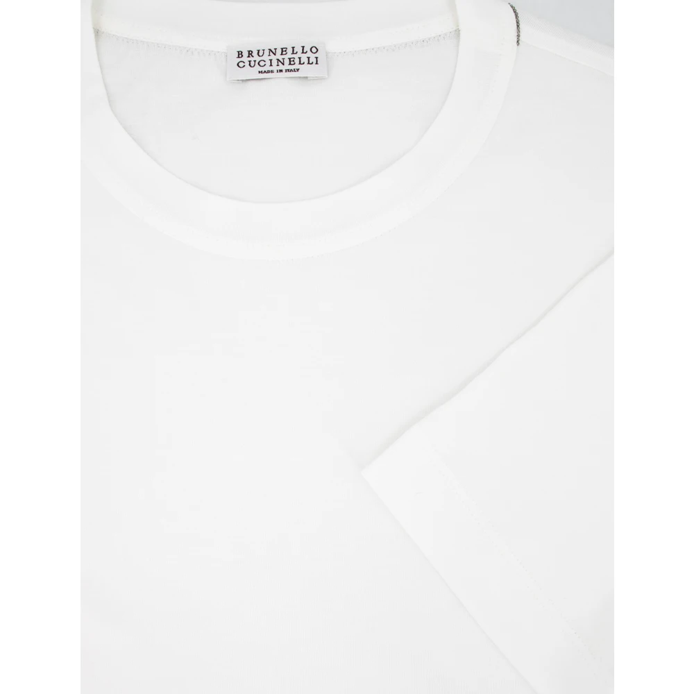 BRUNELLO CUCINELLI Katoenen Jersey T-shirt met Monile Borduurwerk White Dames