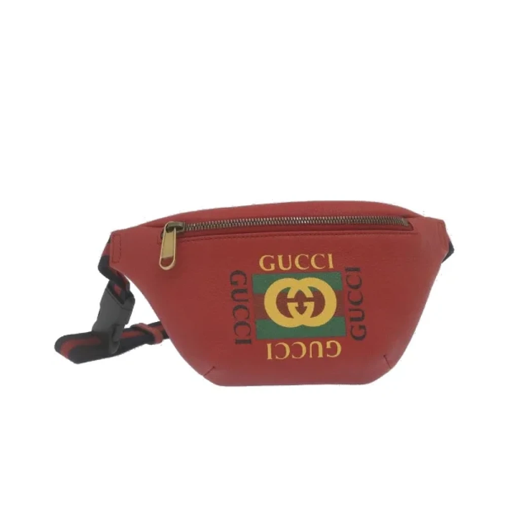 Gucci Vintage Tweedehands Rode Leren Gucci Schoudertas Red Dames