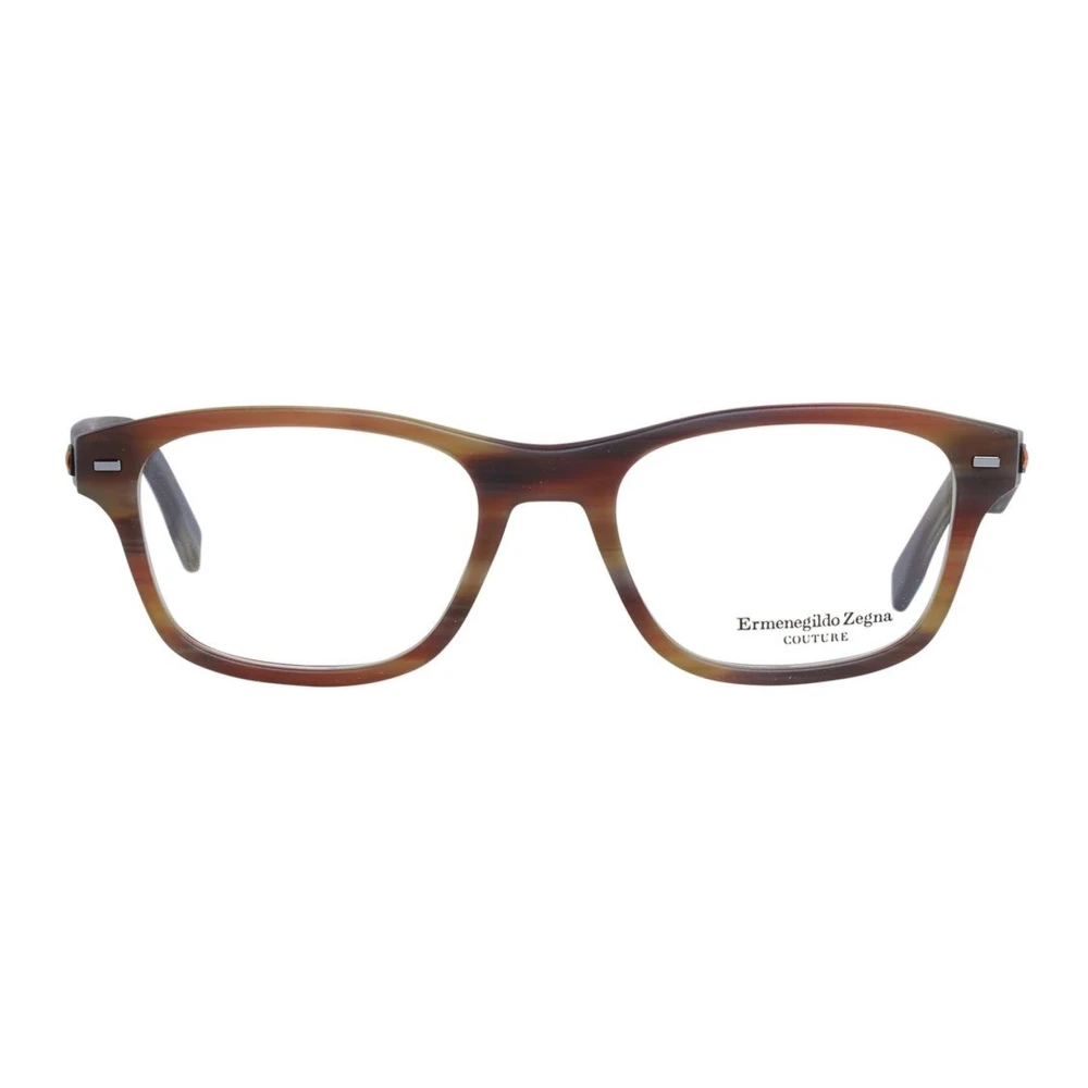 Ermenegildo Zegna Bruine Rechthoekige Kunststof Optische Monturen Brown Heren