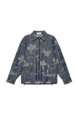Floral Denim Padded Coat