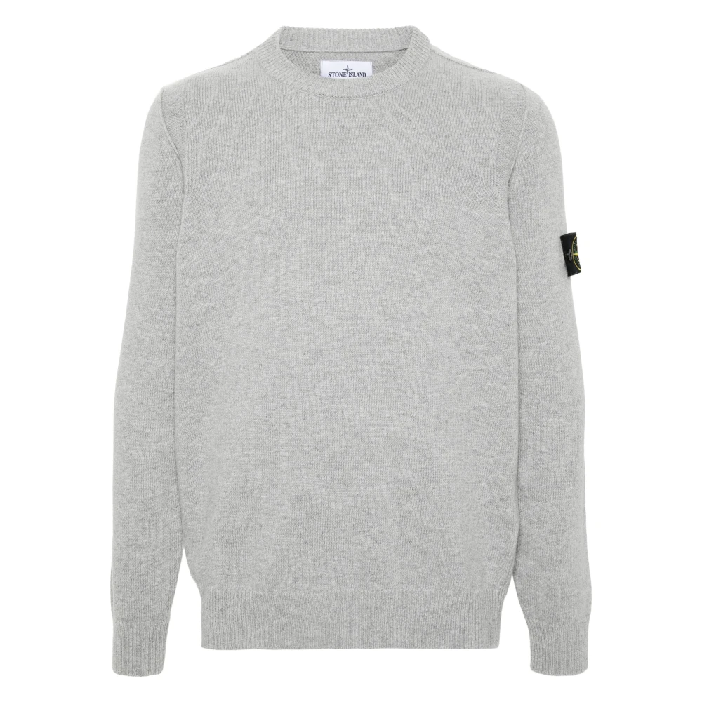 Stone Island Geribbelde ronde hals lamswollen trui Gray Heren