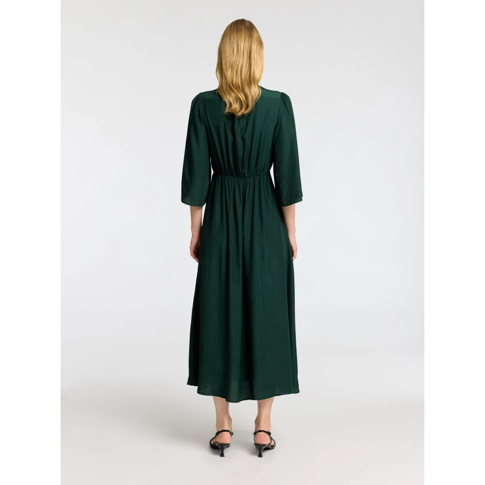 Selected Femme Elegante Groene Midi Jurk met 3 4 Mouwen Green Dames