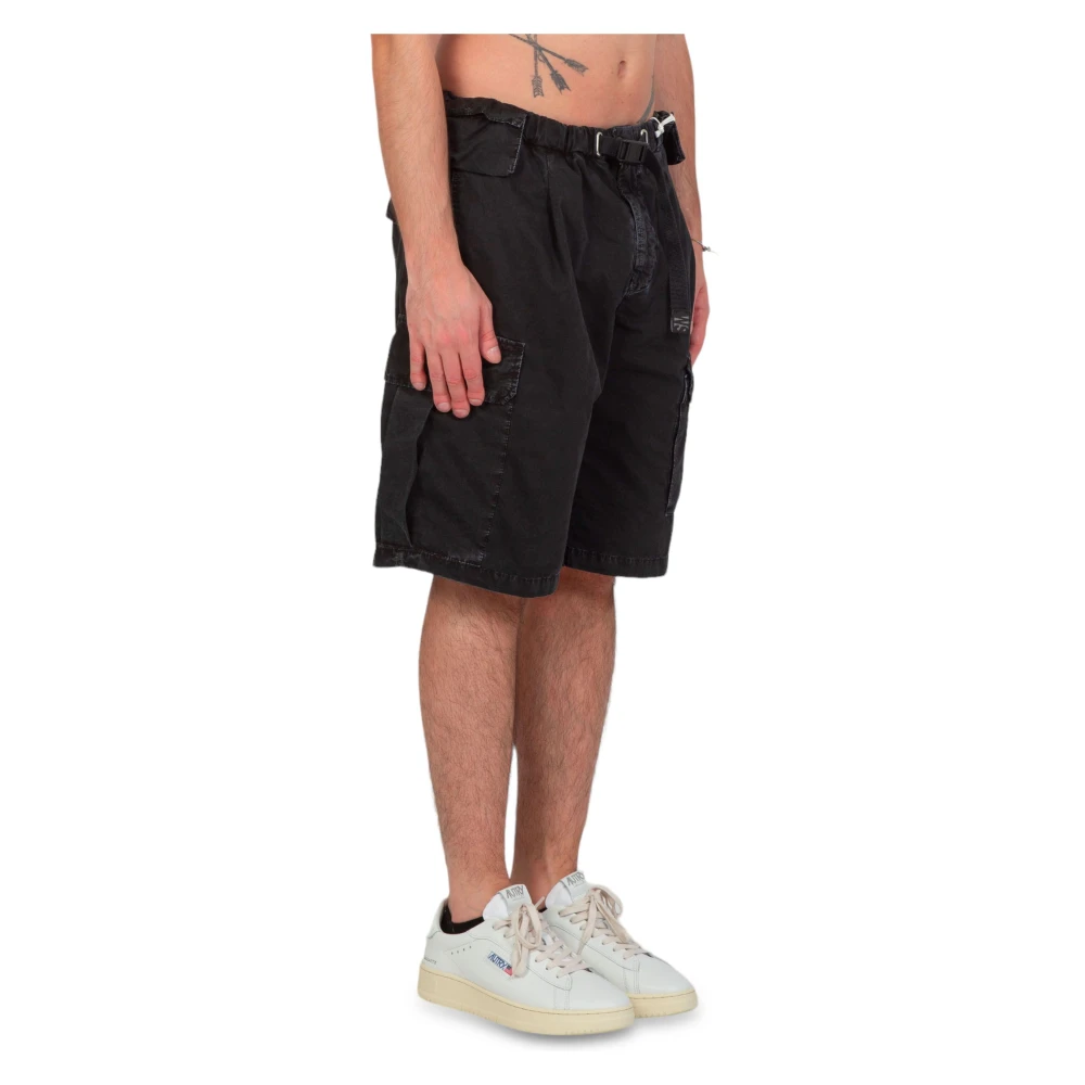 White Sand Katoenen Multi-Pockets Shorts Black Heren