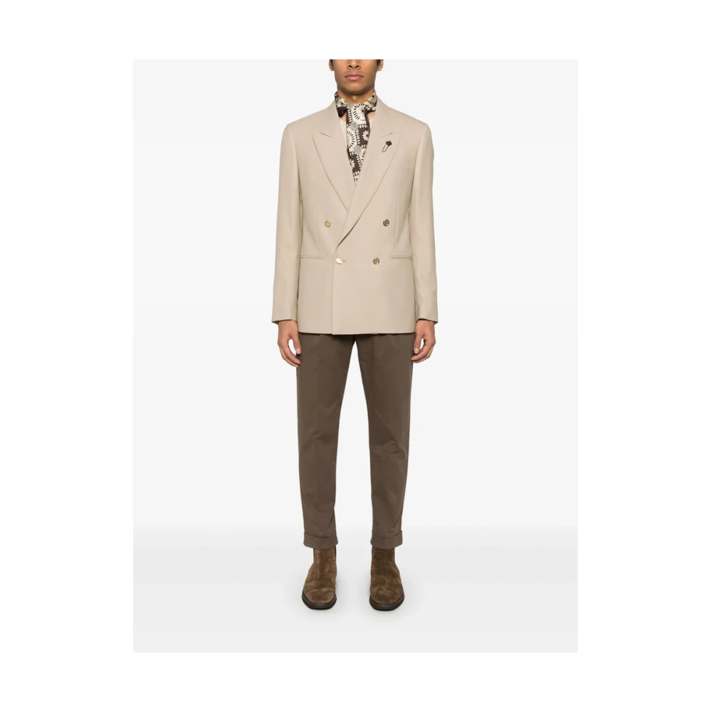 Lardini Beige Jas met Schoudervullingen Beige Heren