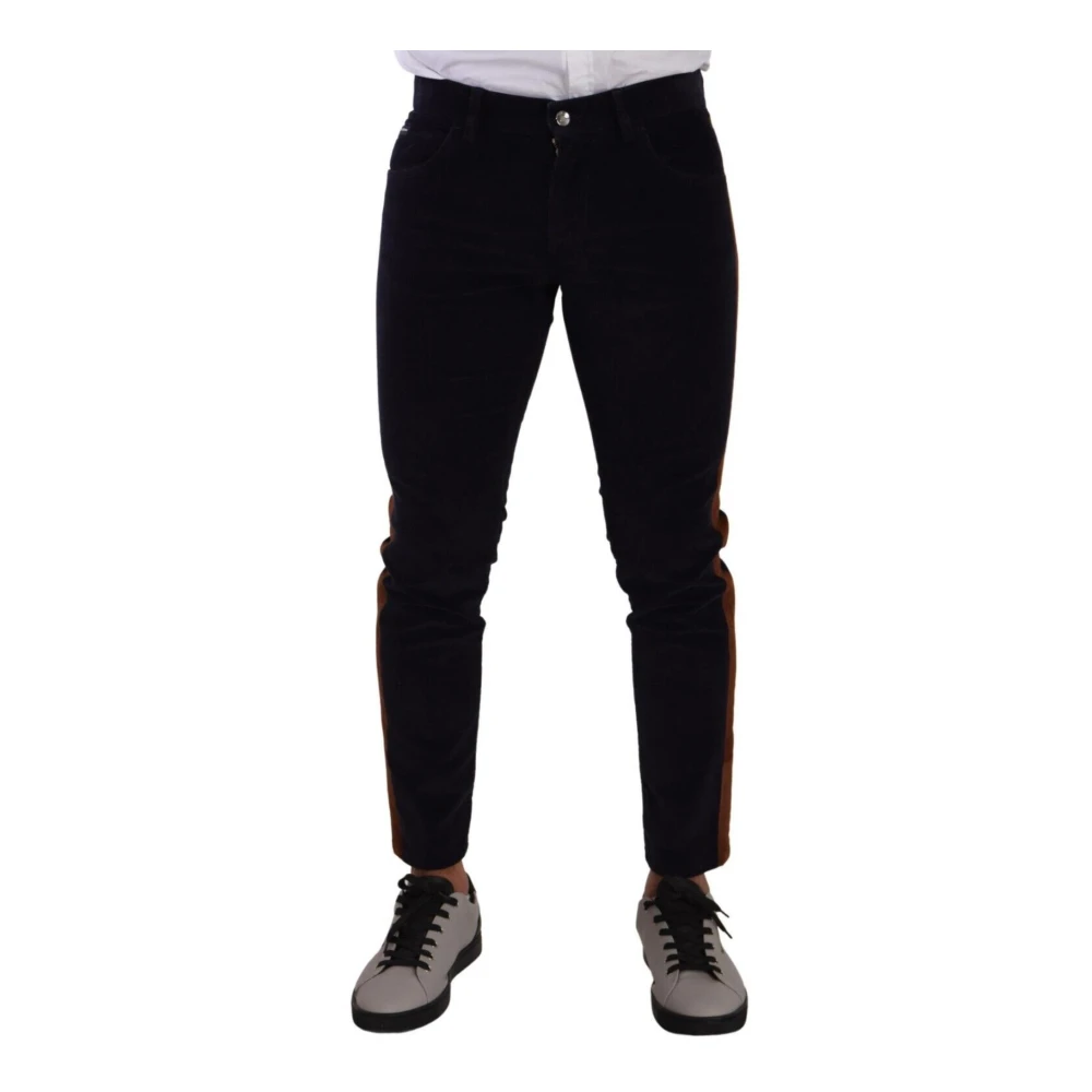 Dolce & Gabbana Men's Blue Cotton Stretch Skinny Corduroy Jeans