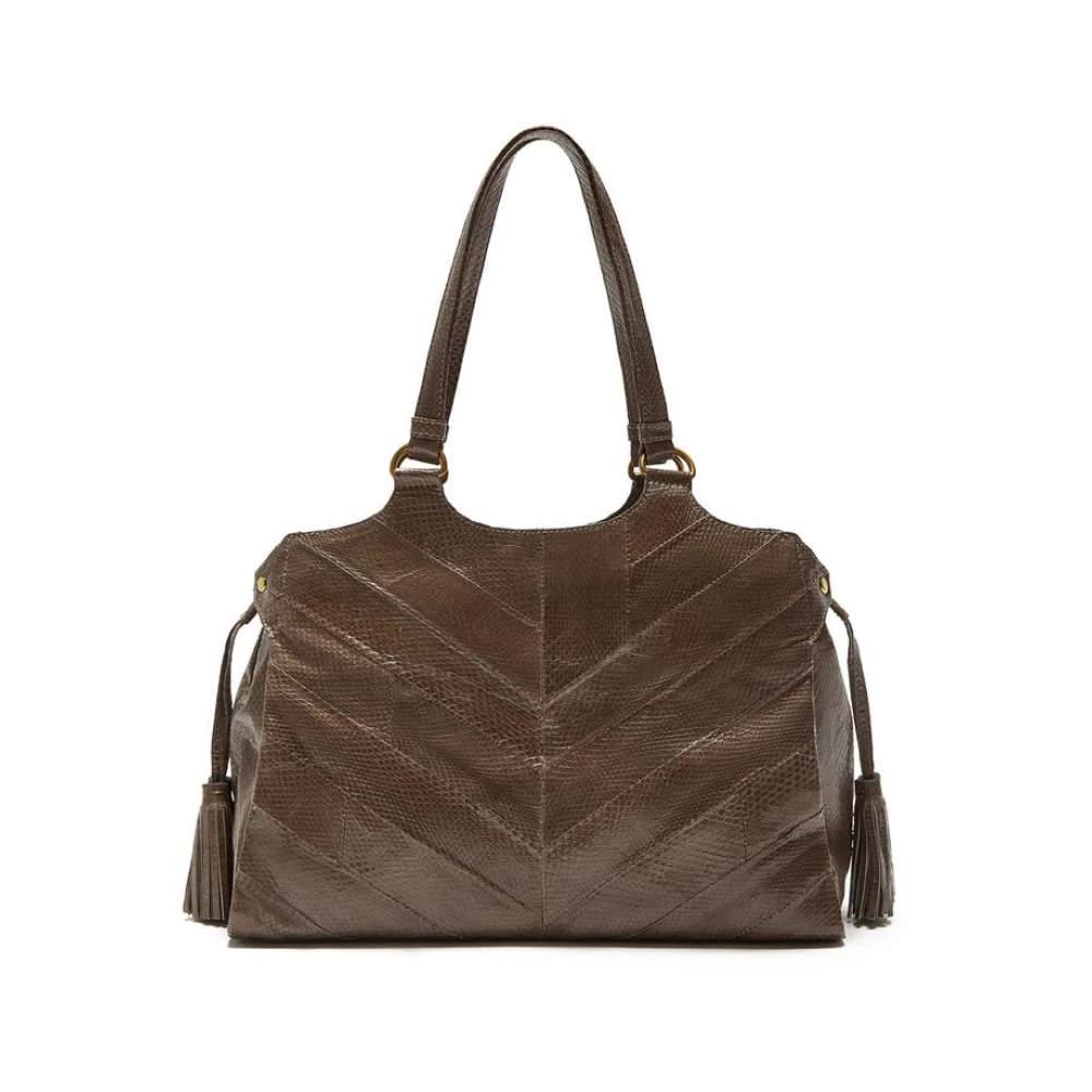 Maliparmi Vrouw Beige Exotic Stripes Shopping Bag
