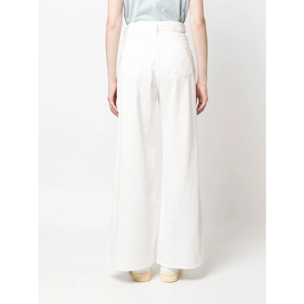 7 For All Mankind Wijde Jeans Denim Blue White Dames
