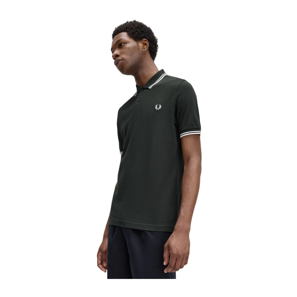 Fred Perry Groen Poloshirt met Dubbele Streep Green Heren