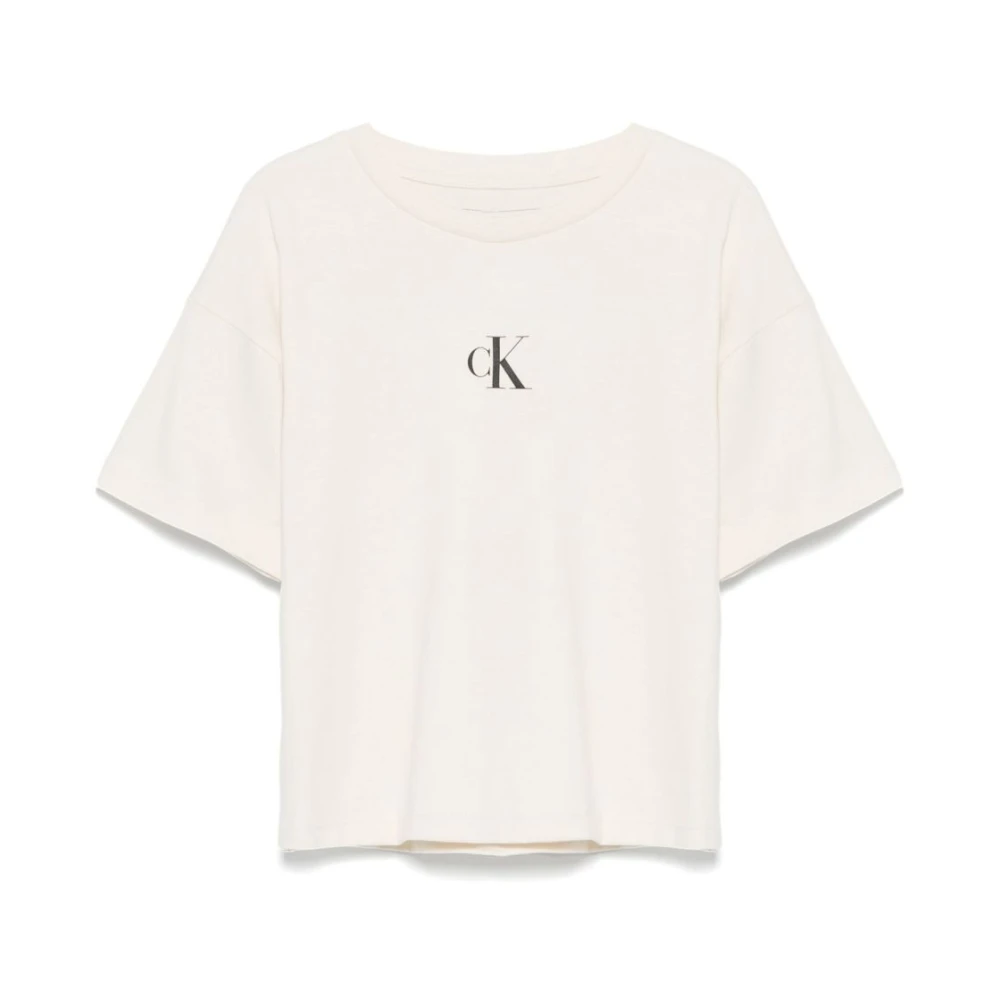 Calvin Klein Jeans Beige Crew Neck T-shirts och Polos Beige, Flicka