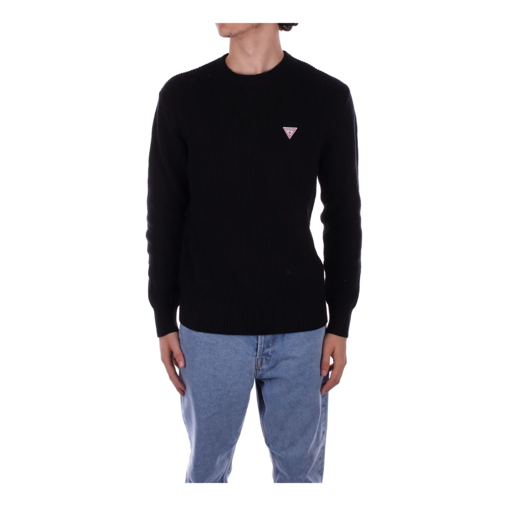 Guess Zwart Logo Front Sweater Black Heren