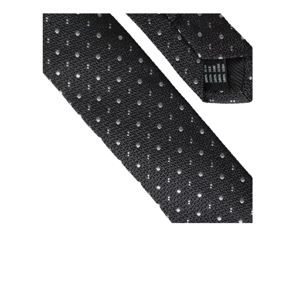 Dolce & Gabbana Zwarte zijden stropdas met witte stippen Black Heren