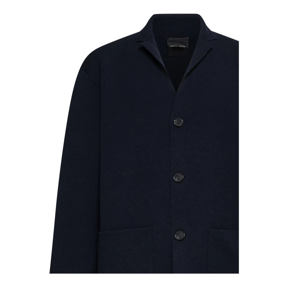 Roberto Collina Blauwe Wollen Jas Blue Heren