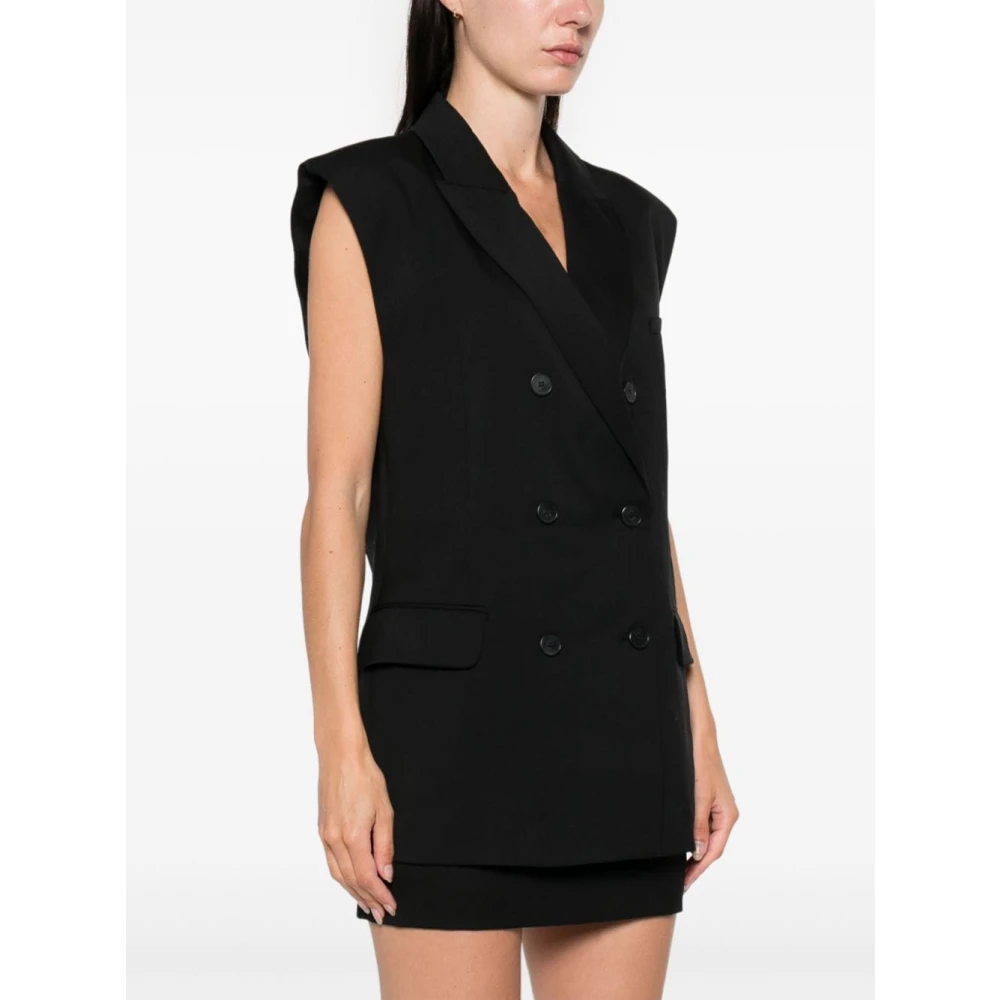 IRO Zwarte dubbelrijige wollen jas Black Dames