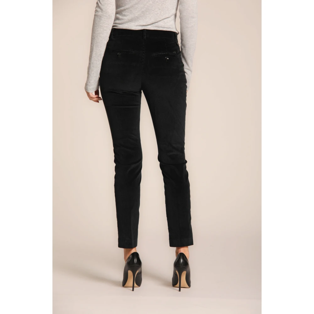 Mason's Velvet Slim Fit Chino Broek Black Dames