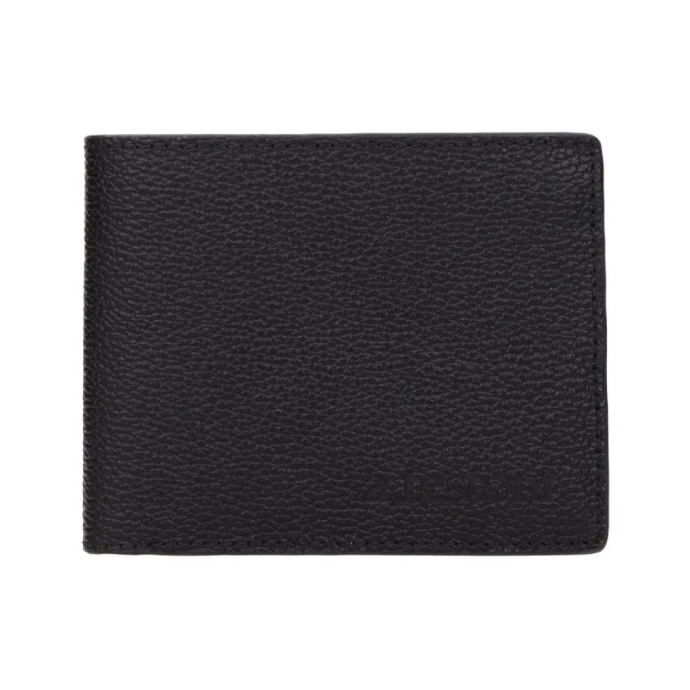 Testoni Mannelijk Zwart E Leren Portemonnee Met Kaarthouders