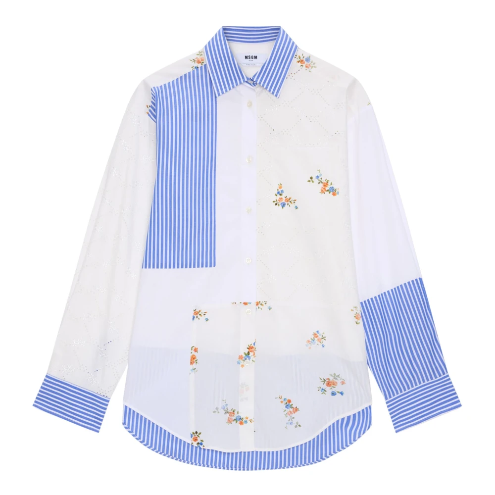 Msgm Women's Multicolor Striped Floral Print Shirt - Shirts - Xs - Blouses & Shirts