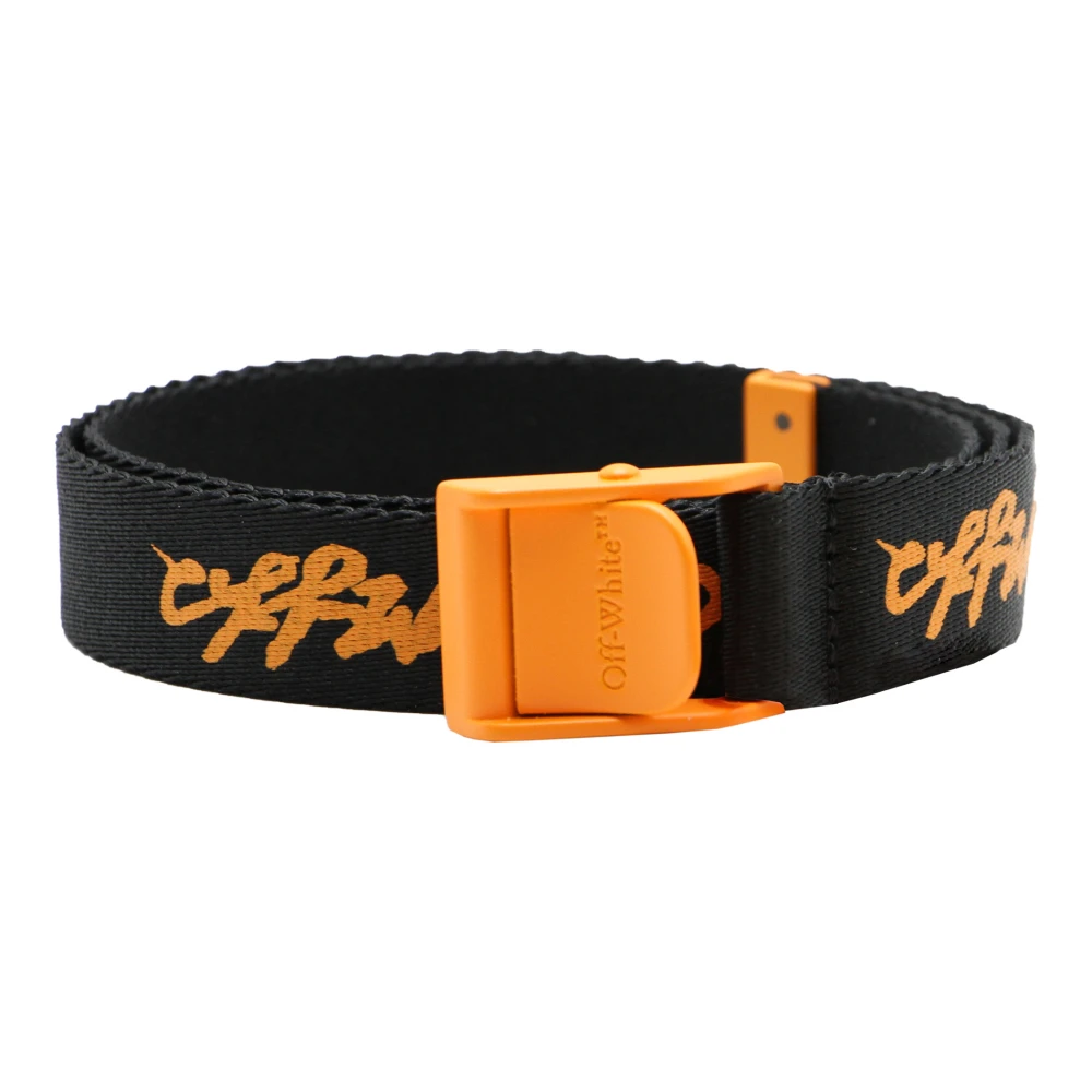 Off White Logo Stoffen Riem Black Heren