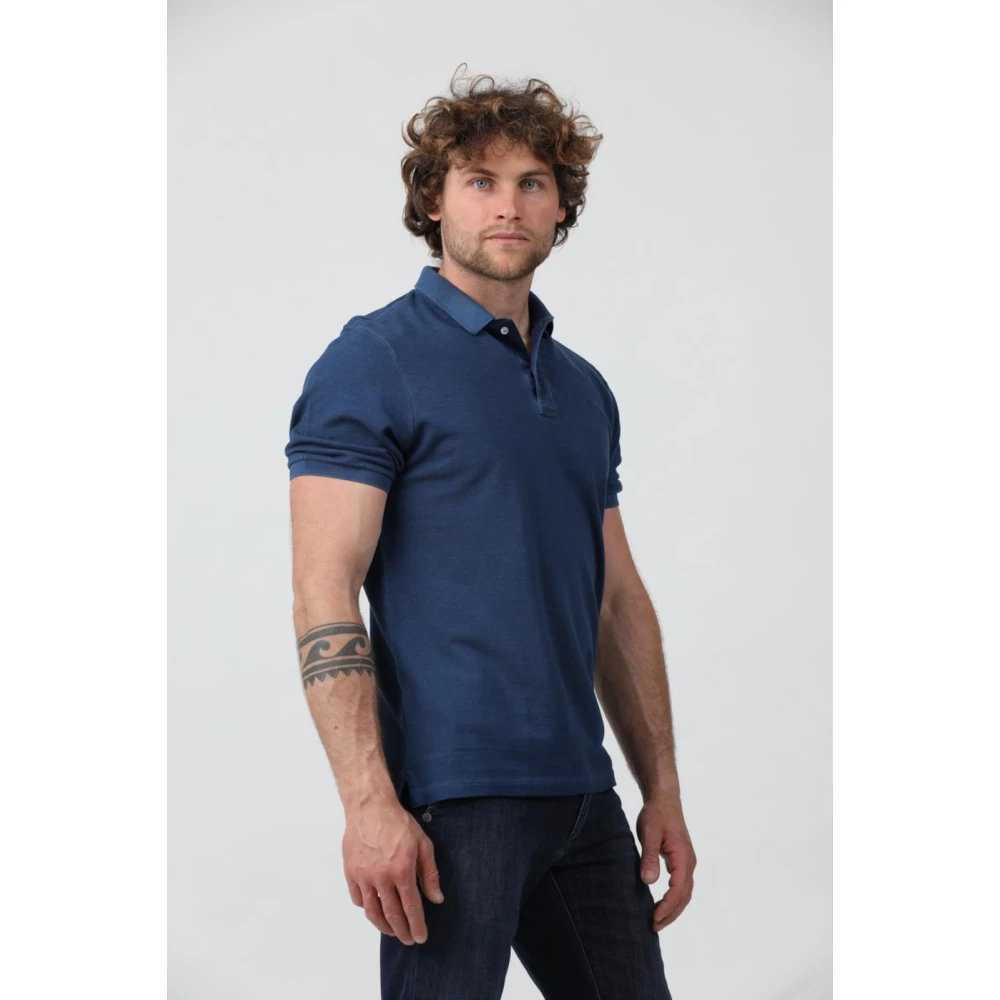 Gran Sasso Heren Polo Tennisshirt Blue Heren