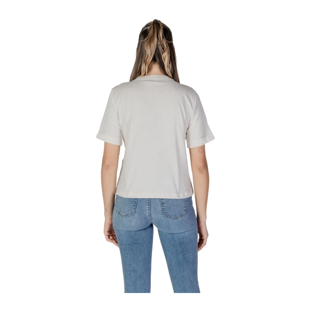 Liu Jo Witte Katoenen V-Hals T-Shirt White Dames