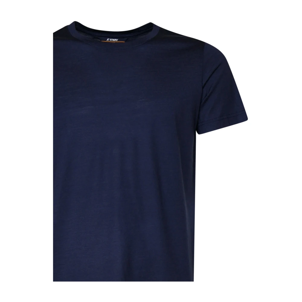 K-way Blauw Katoenen T-shirt met Ronde Kraag Blue Heren