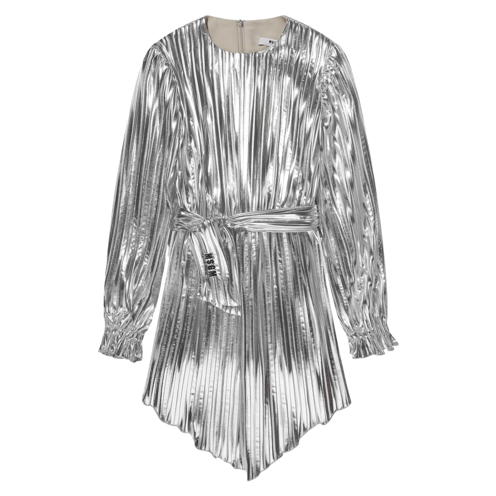 Msgm Women's Gray Pleated Dress