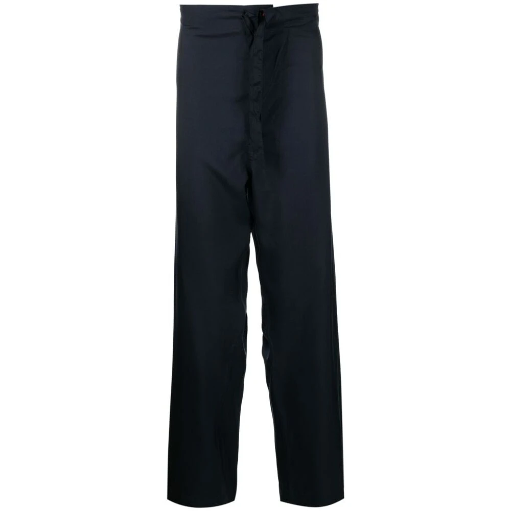 Maison Margiela Navy Blauwe Zijden Tapered Leg Broek Blue Dames