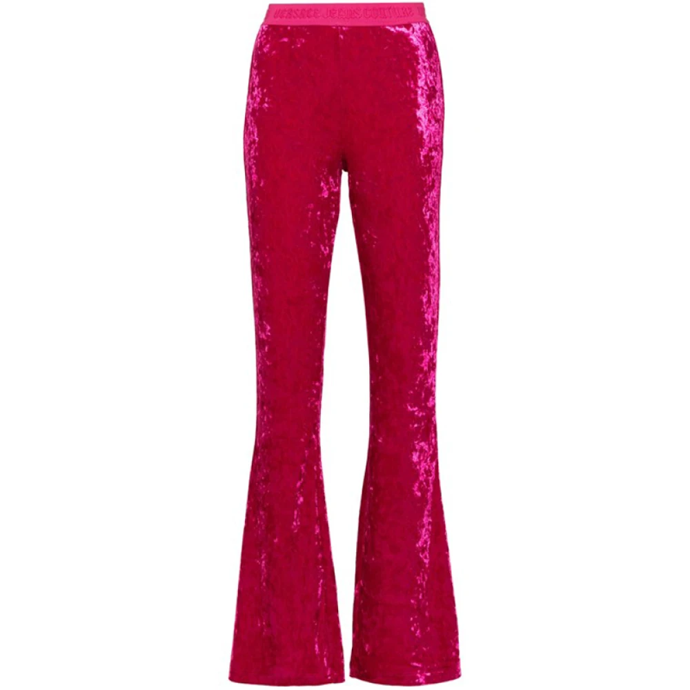 Versace Jeans Couture Hot Pink Velvet Flared Broek Pink Dames