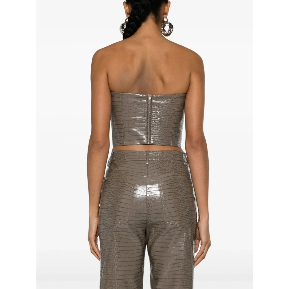 Rotate Birger Christensen Bruine Mouwloze Top met Siliconen Tape Brown Dames