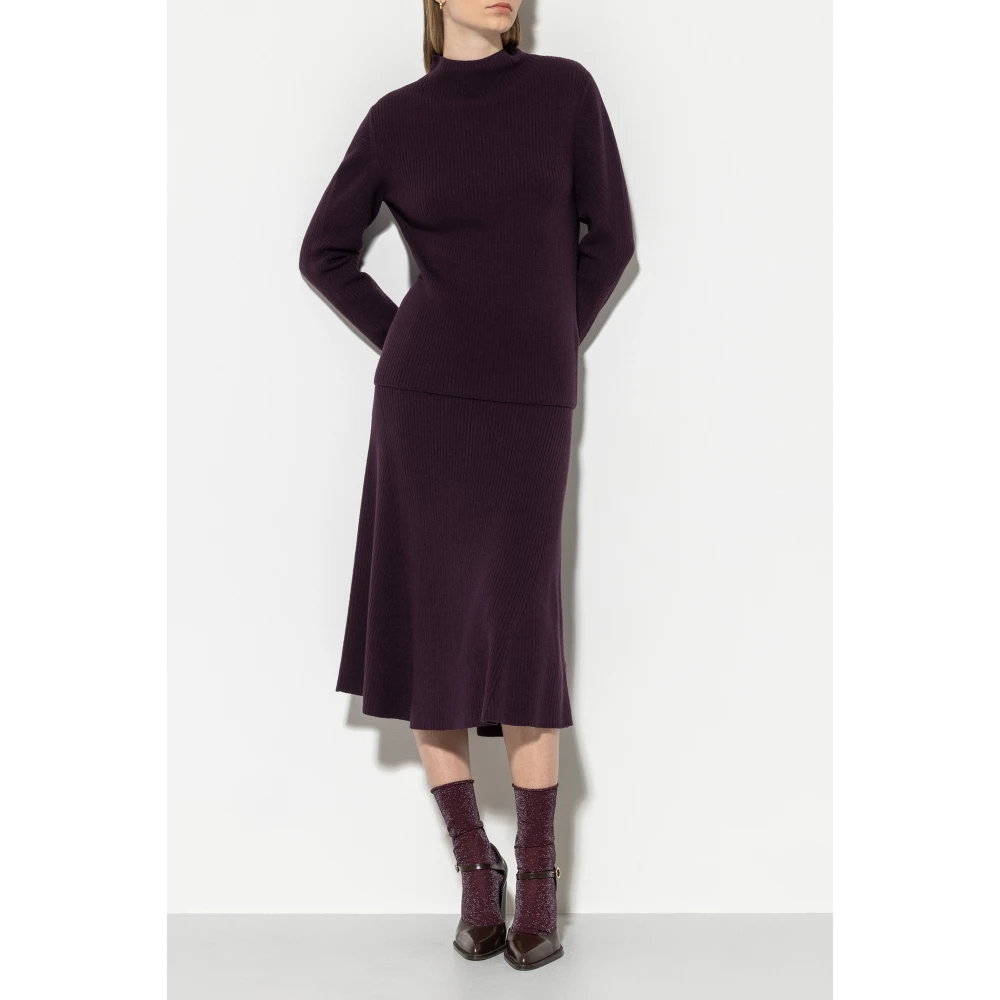 LUISA CERANO Bourgondische Geribbelde Midi Rok Red Dames
