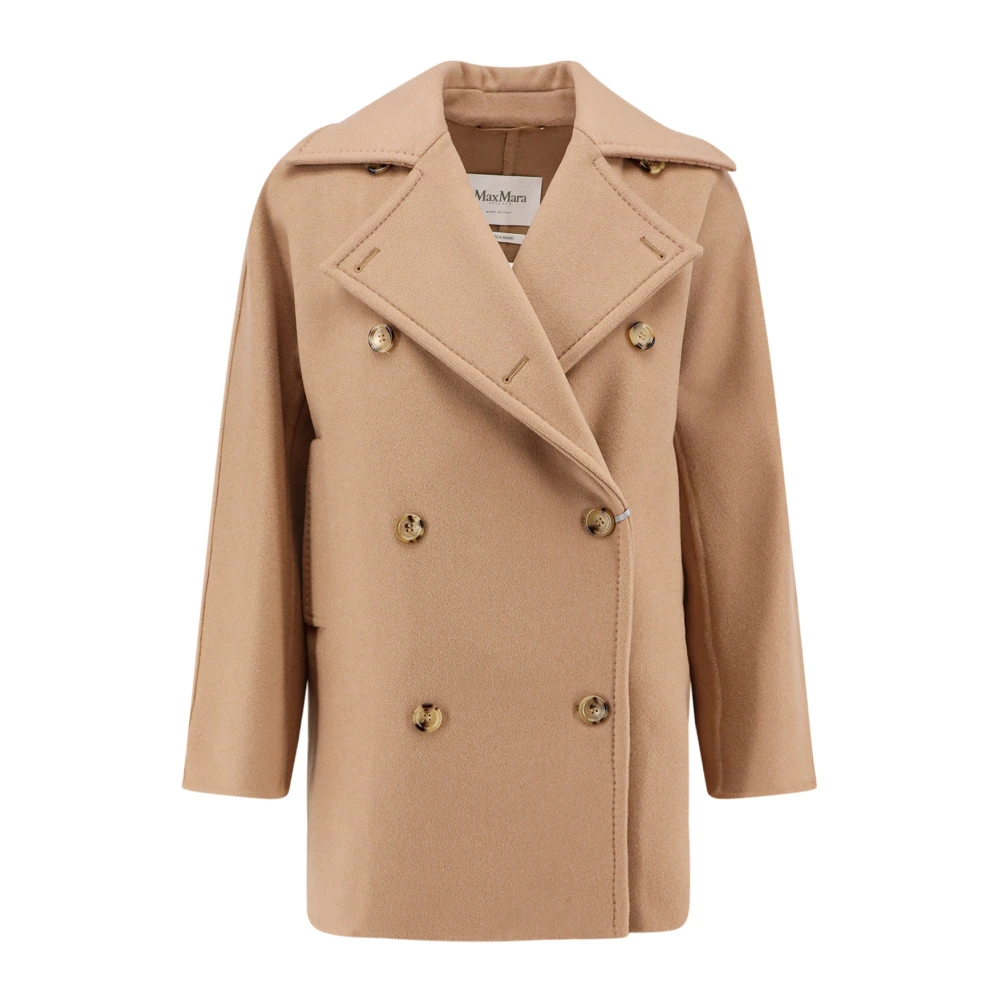Max Mara Women's Beige Double-Breasted Coats, Xs, Wool Cashmere Double-Breasted Coat