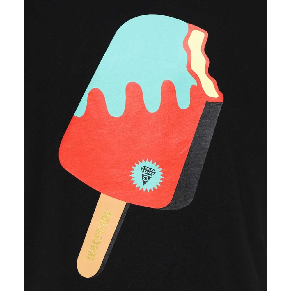 Icecream Katoenen T-shirt met Front Print Black Heren