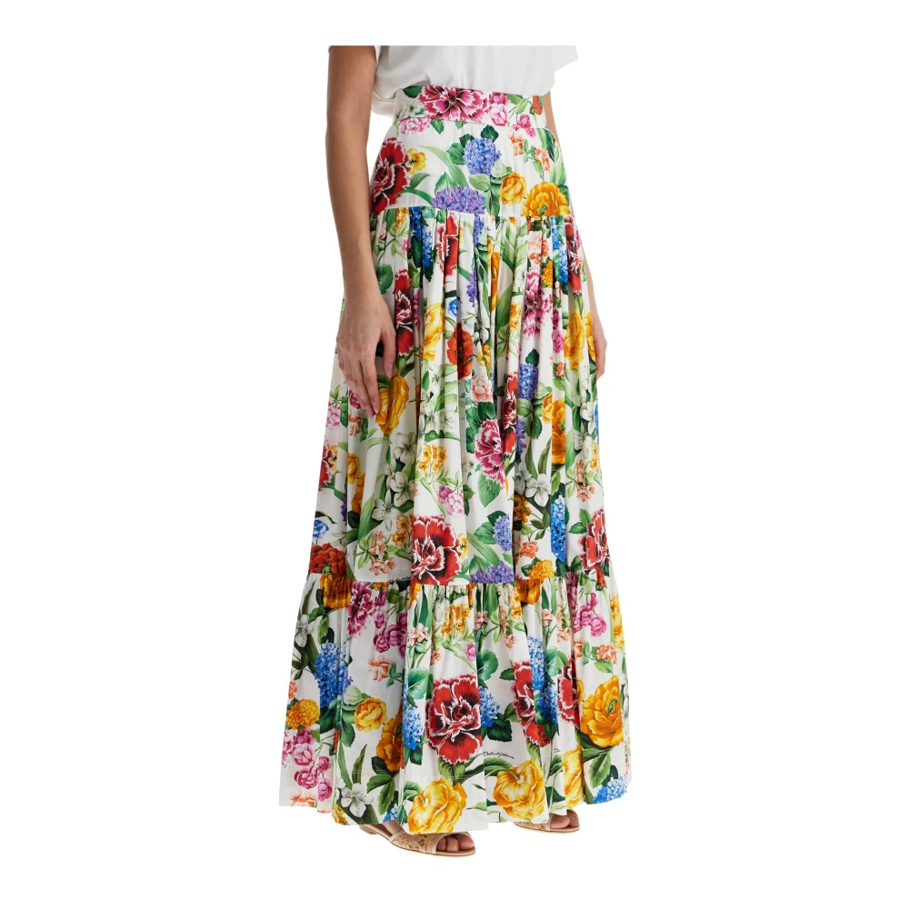 Dolce & Gabbana Bloemen hoge taille katoenen maxi rok Multicolor Dames