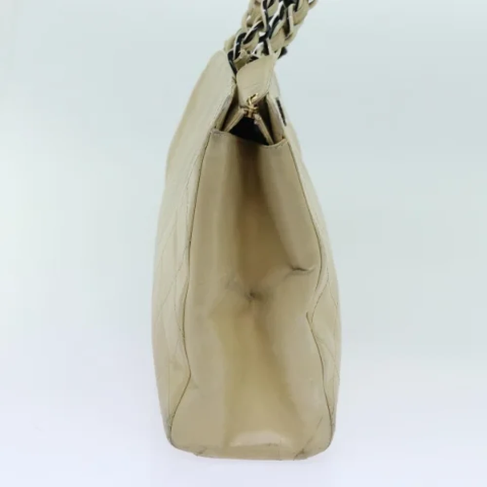 Chanel Vintage Pre-owned Leather totes Beige Dames