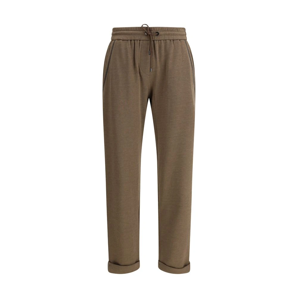 Brunello Cucinelli Glittrande Prydda Elastiska Byxor Brown, Dam