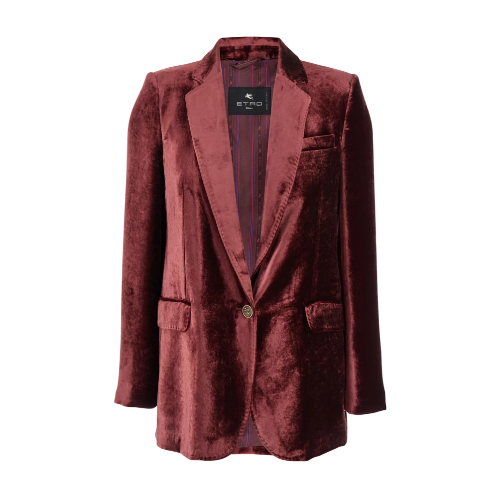 ETRO Rode Velvet Jas met Pegaso Motief Red Dames