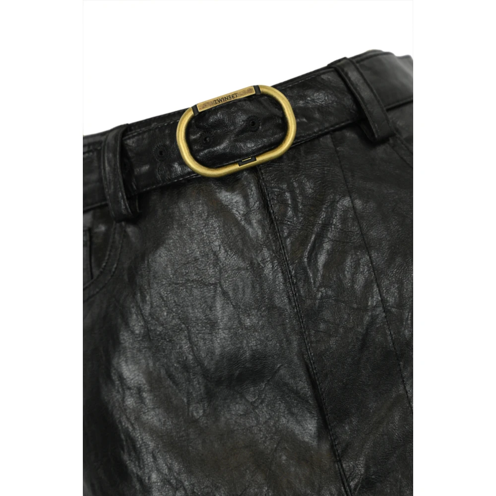 Twinset Zwarte rok met riem en zakken Black Dames