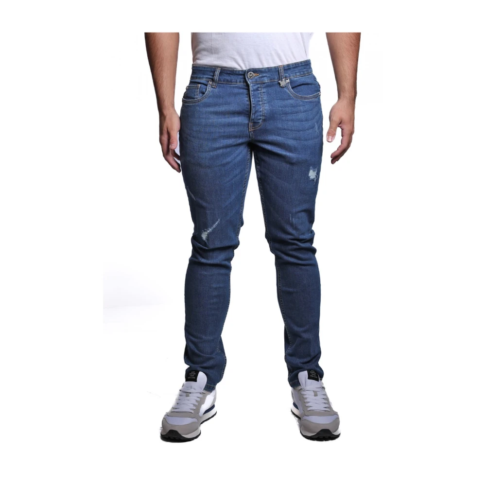John Richmond Blauwe Slim Fit Jeans met Gescheurd Effect Blue Heren