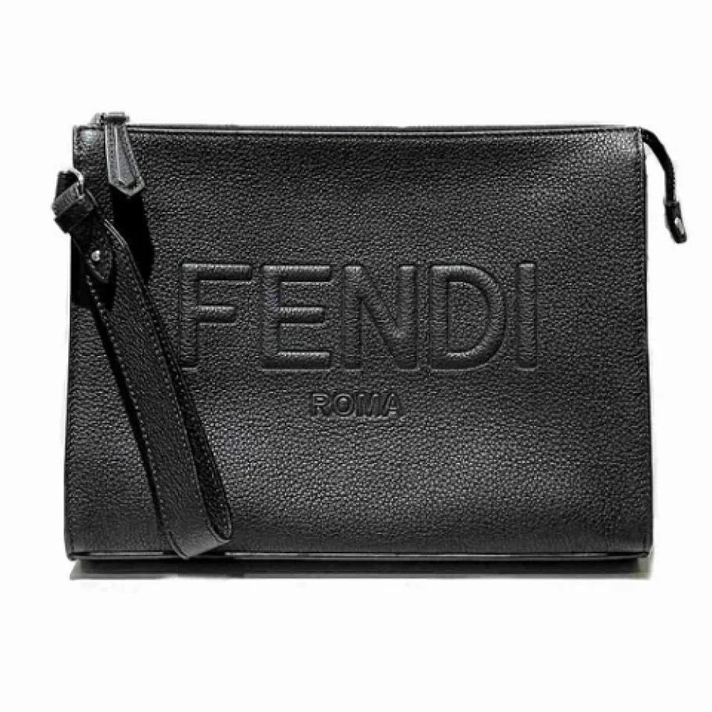 Fendi Vintage Pre-owned Leather clutches Black Dames