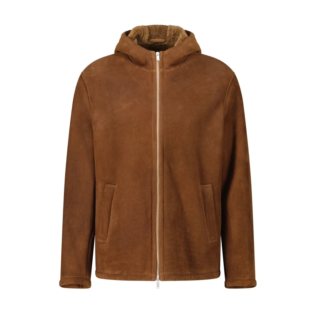 Lardini Schapenvacht Hoodie met Rits Brown Heren
