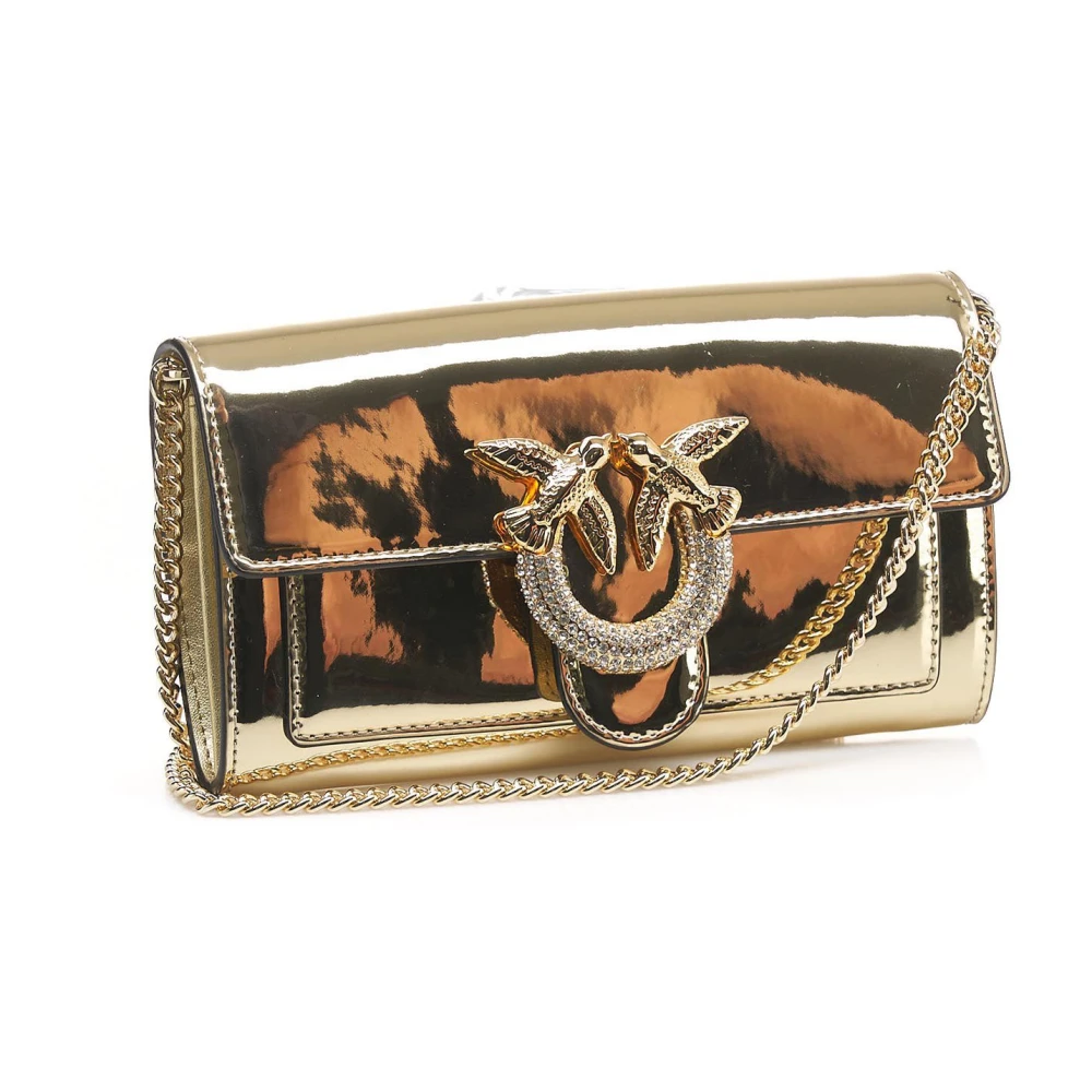 pinko Love One Crossbody Portemonnee met Strass Yellow Dames