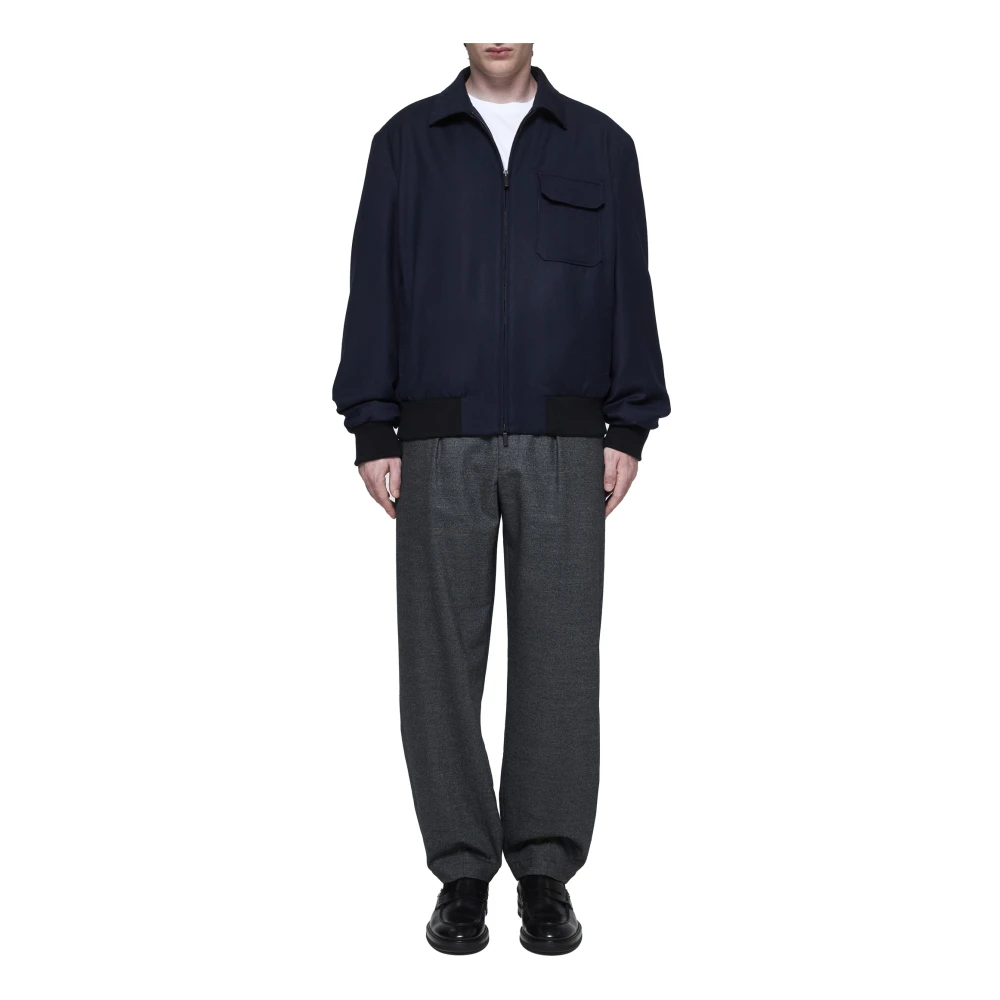 Giorgio Armani Blauwe Wol Blouson Jas Blue Heren