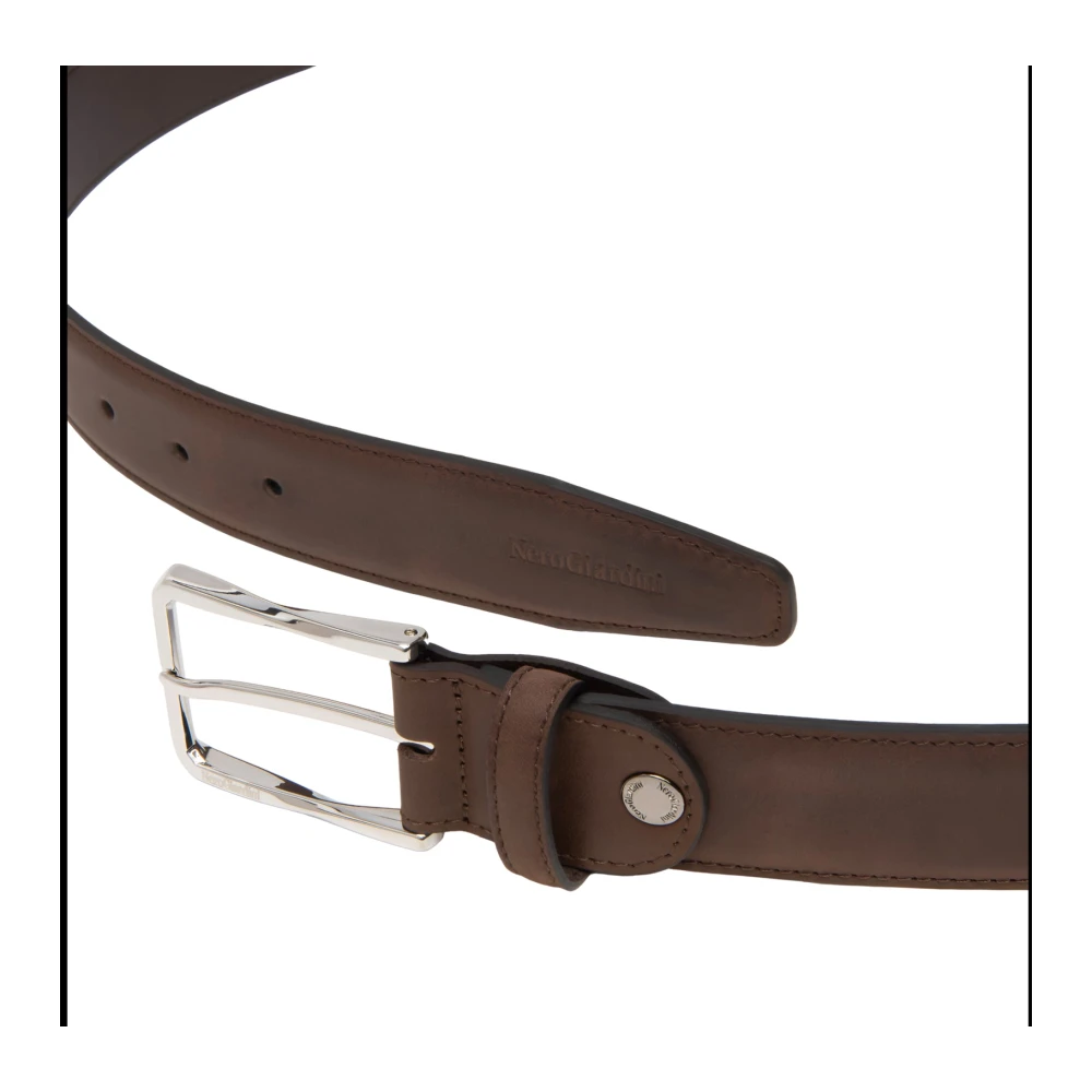 Nerogiardini Elegante Leren Riem voor Mannen Brown Heren