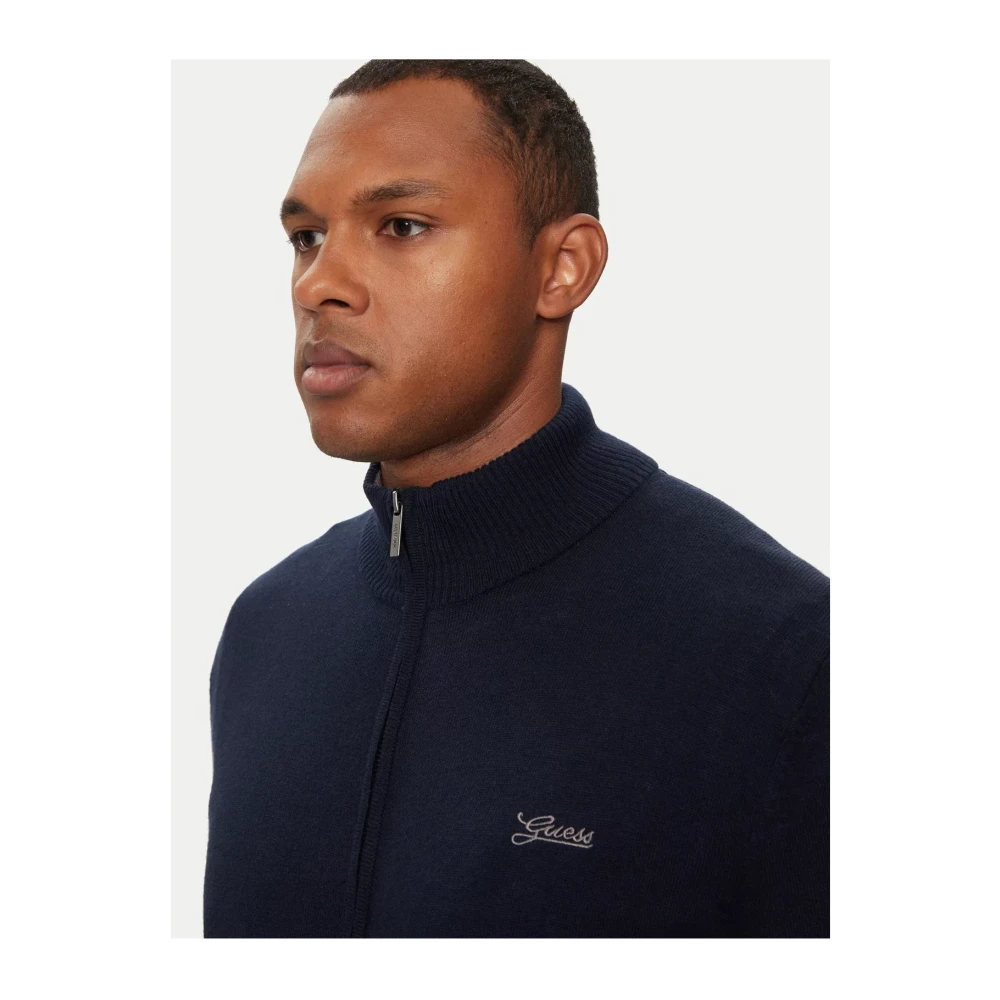 Guess Geborduurd logo ritsvest Blue Heren