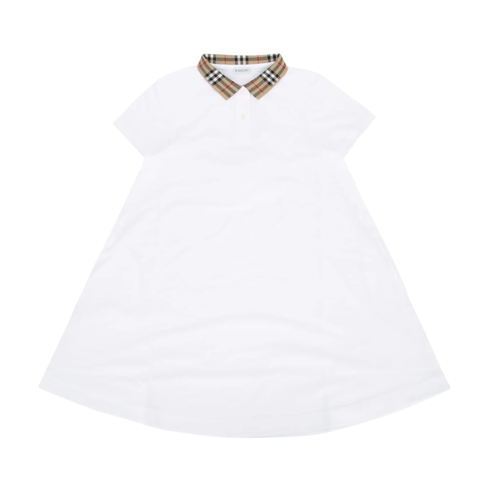 Burberry Girls White Astrid Check Collar Dress - Dresses - 8 Y- Kids