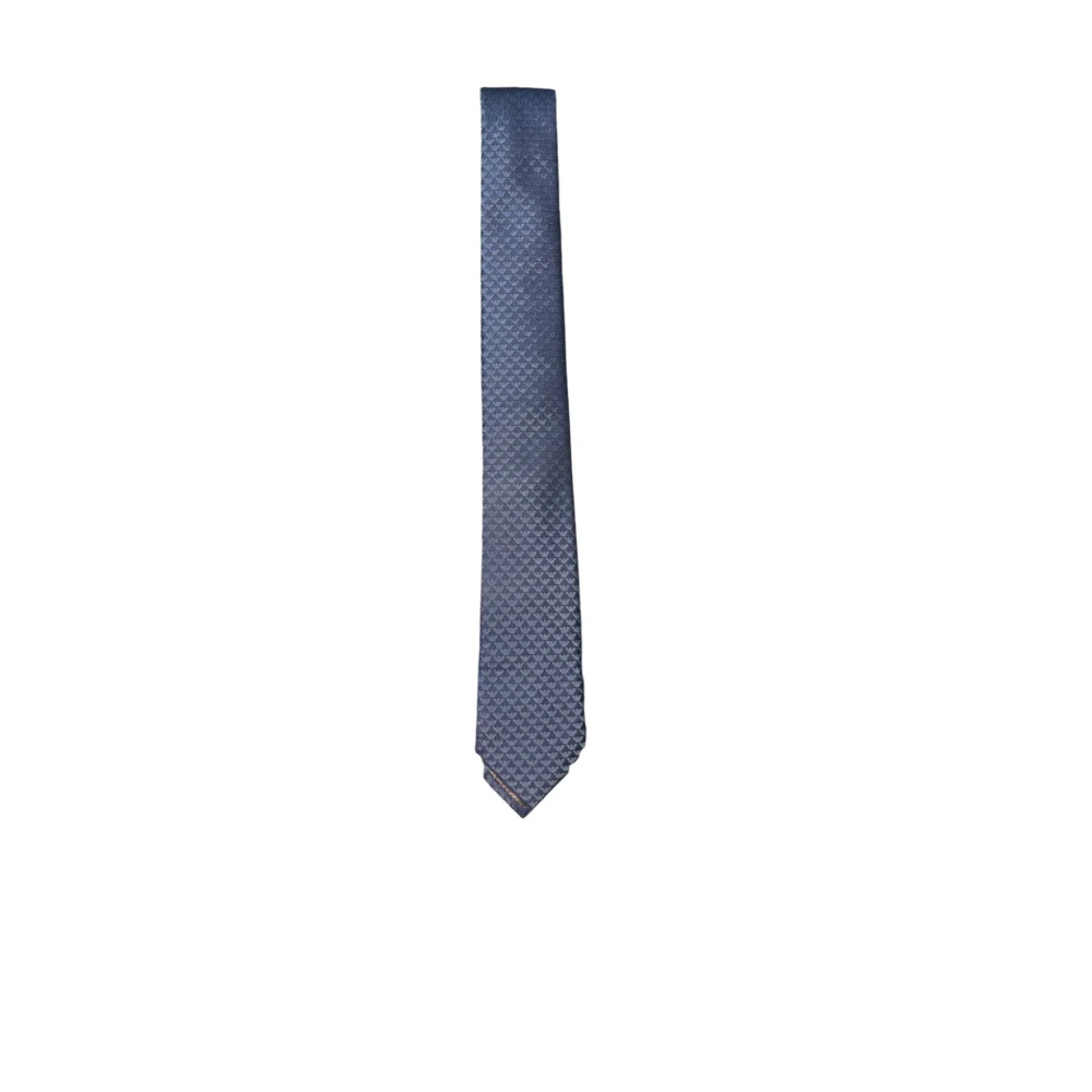 Emporio Armani Zijden Navy Blauwe Stropdas met Adelaar Logo Blue Heren