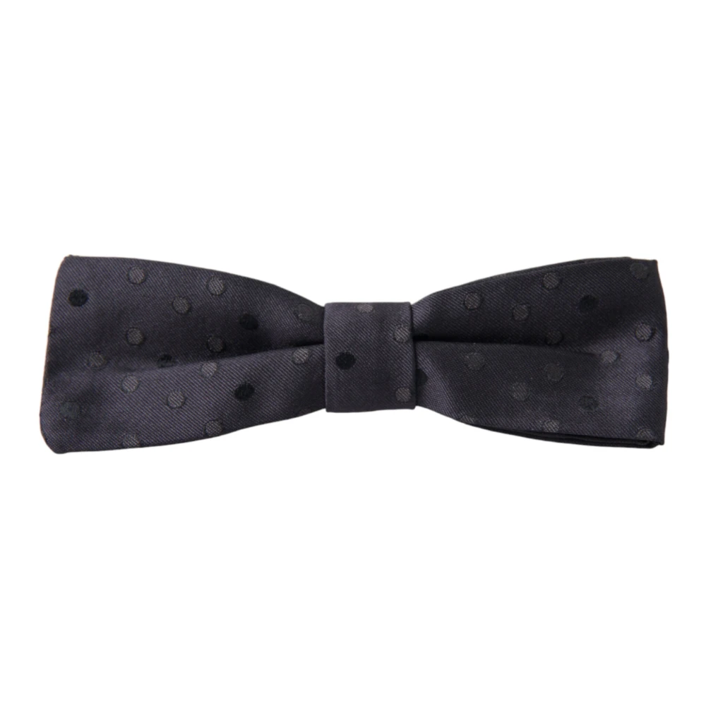 Dolce & Gabbana Elegante Zijden Stippen Vlinderdas Black Heren