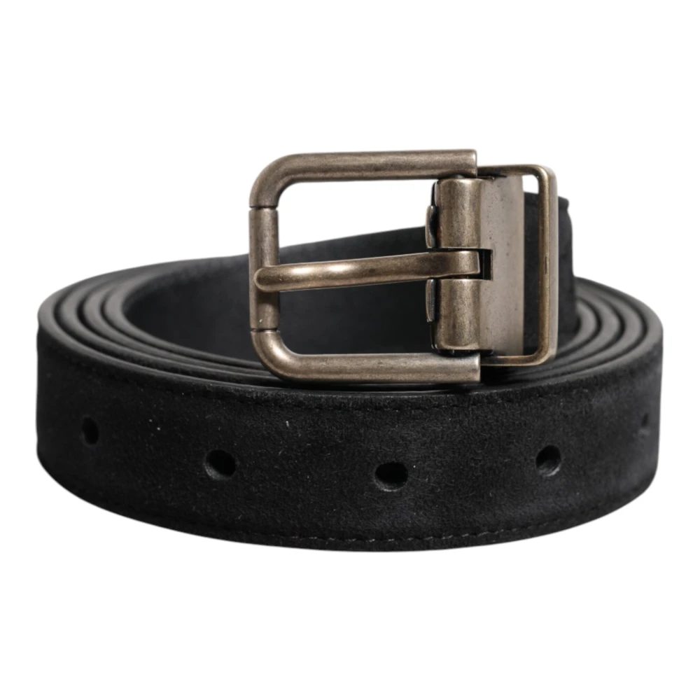 Dolce & Gabbana Men's Black Belts, One Size, Leather Metal Buckle Belt