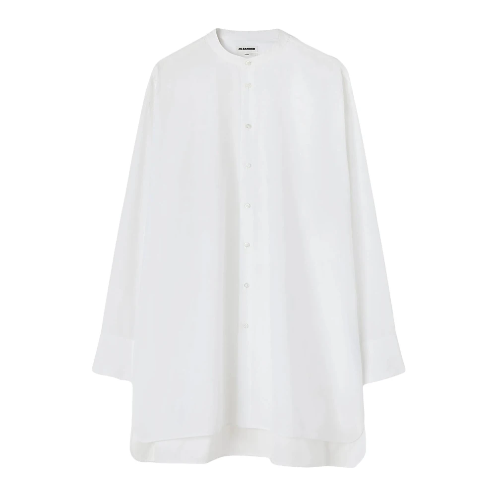 Jil Sander Katoenen Poplin Langarm Monogram Shirt White Heren